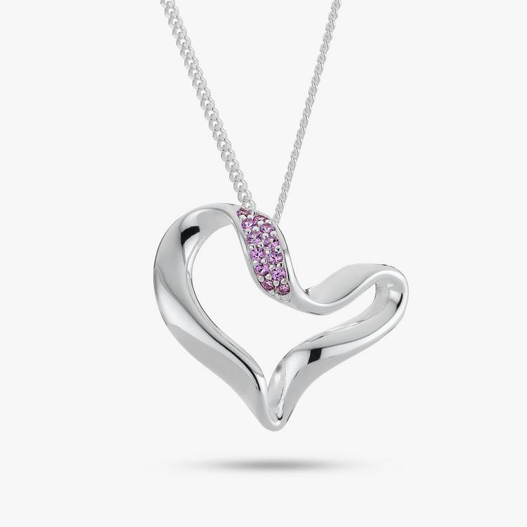 Revere Created Pink Sapphire Heart Pendant Necklace 0