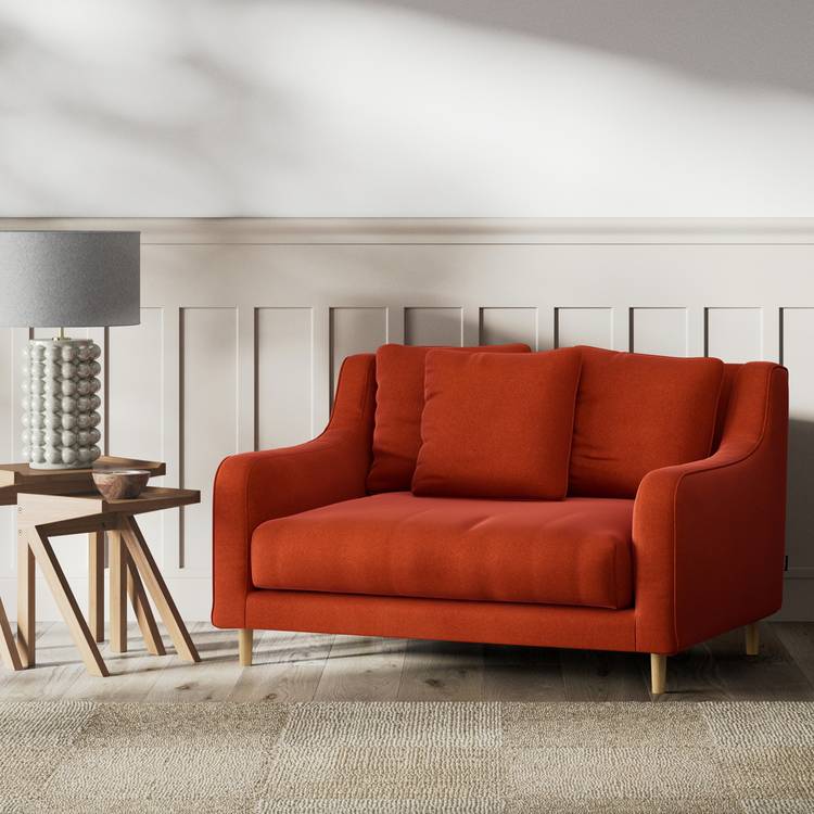 Habitat Swift Velvet  Cuddle Chair - Burnt Orange - Ash Leg 0