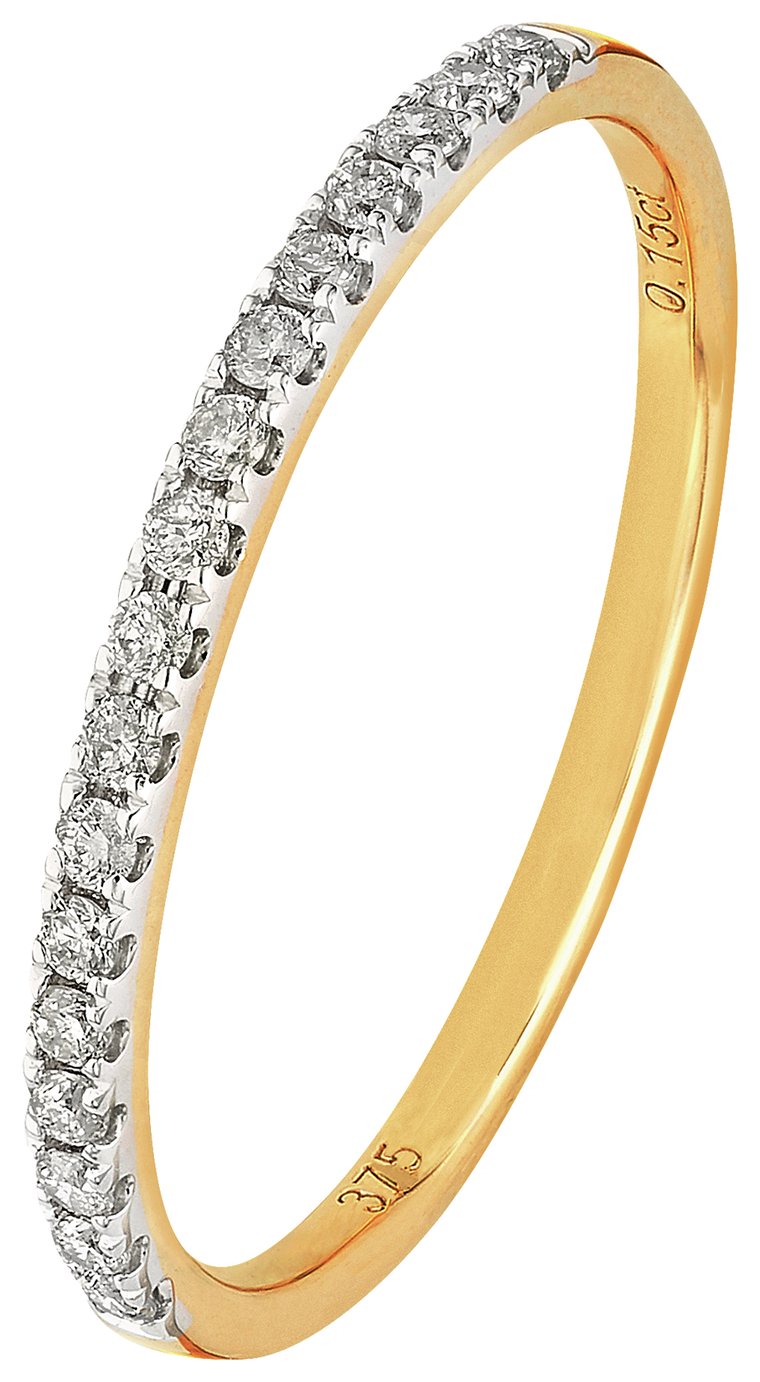 Revere 9ct Gold 0.15ct Diamond Claw Set Eternity Ring - N