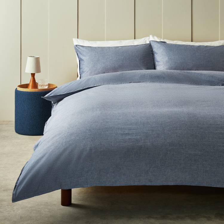 Habitat Cotton Denim Edged Blue Bedding Set - Single 0