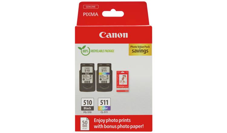 Canon PG-510 & CL-511 Ink Cartridges - Black & Colour