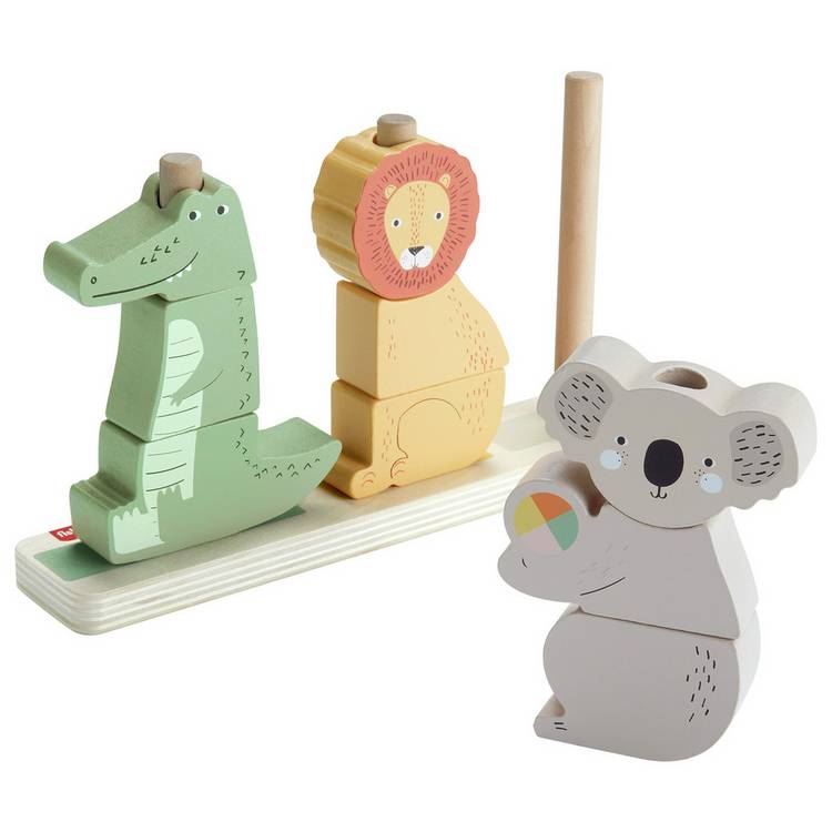 Fisher-Price Wooden Stack & Sort Animals 10 Piece Toy 0