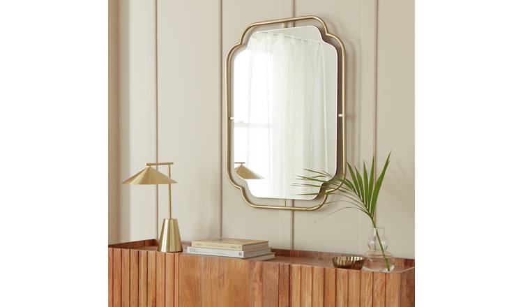 Habitat Gold Art Deco Wavy Wall Mirror - 85x65cm