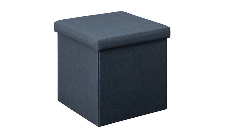 Argos Home Fabric Small Storage Ottoman - Navy