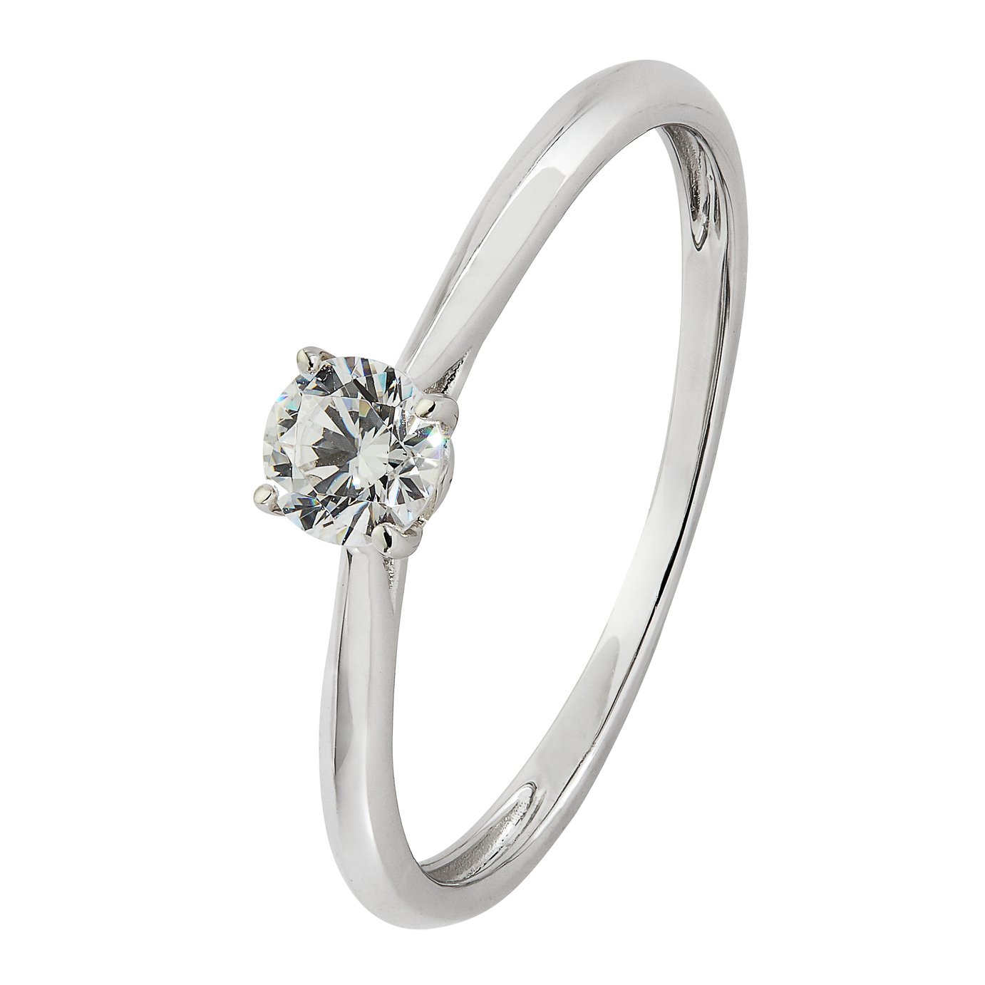 Revere 9ct White Gold Cubic Zirconia Engagement Ring - J