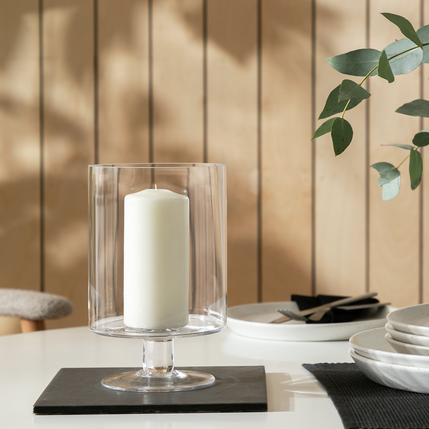 Habitat Small Hurricane Candle Holder with Glass Foot