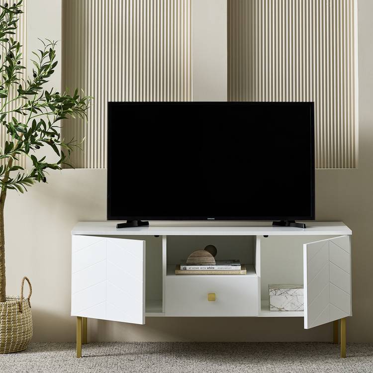 Argos Home Kyler 2 Door 1 Drawer TV Unit - White 0
