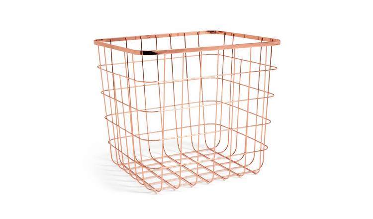 Argos Home Flat Wire Squares Plus Storage Baskets -Rose Gold 0