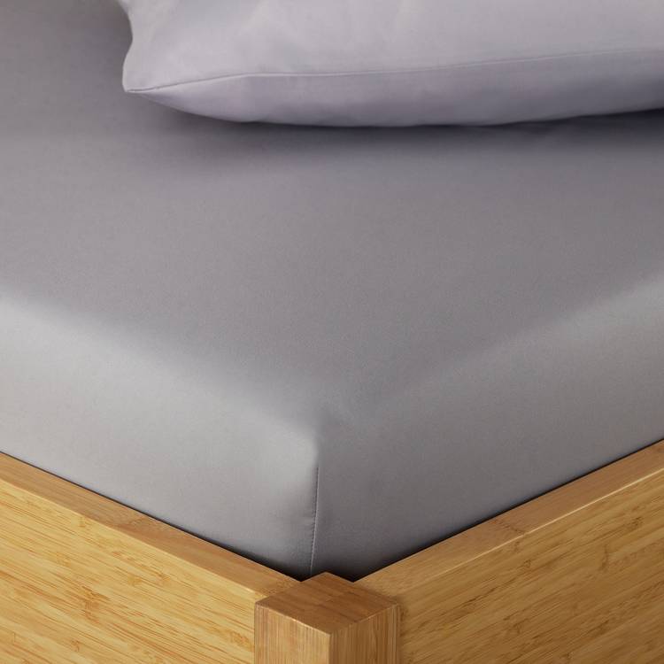 Home Essentials Soft Touch Grey Fitted Sheet - Superking 0