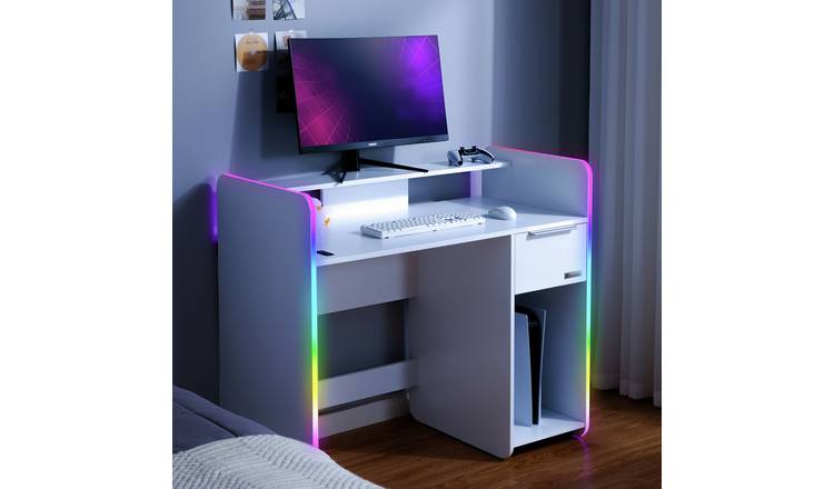 X Rocker Electra Wireless Charging Gaming Desk - White