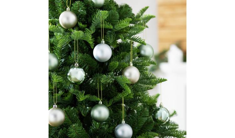 Buy Habitat Pack of 24 Christmas Baubles - Sage And Silver | Christmas ...