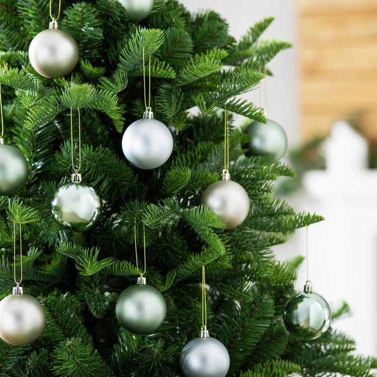Habitat Pack of 24 Christmas Baubles - Sage And Silver 0