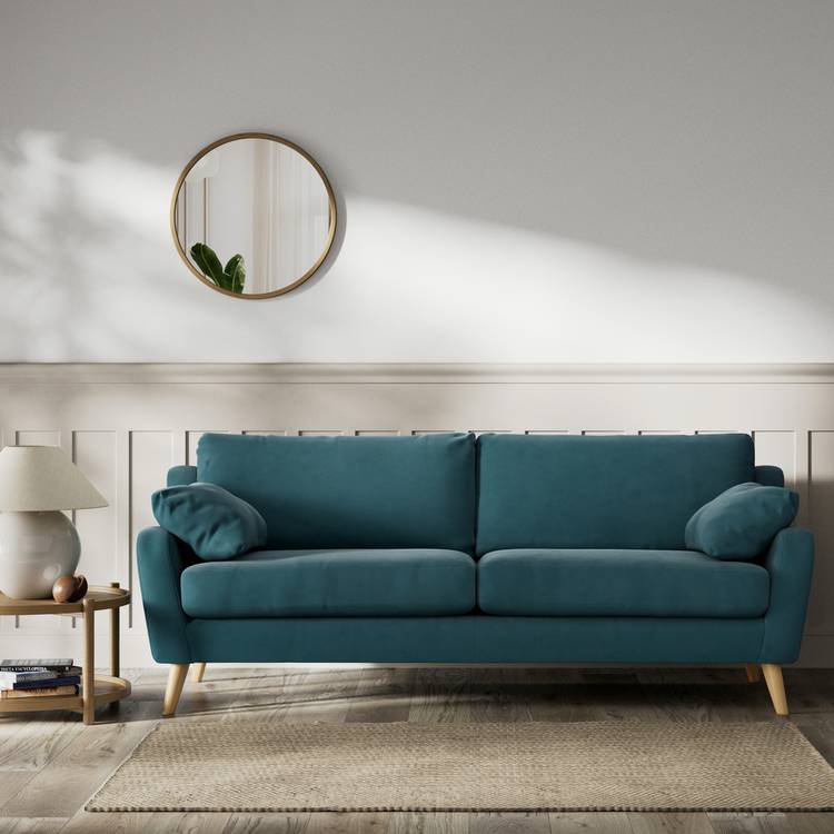 Habitat Lomond Fabric 4 Seater Sofa - Teal - Ash Leg 0