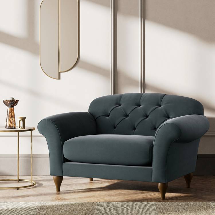 Habitat Brooker Fabric Cuddle Chair - Charcoal - Dark Leg 0