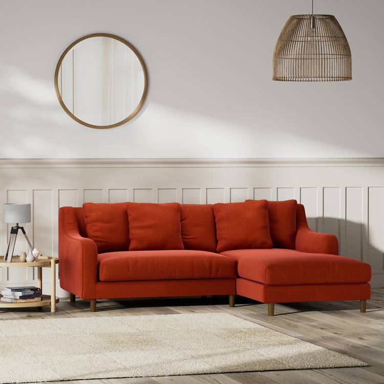 Habitat Swift Right Hand Corner Sofa - Burnt Orange-Dark Leg 0