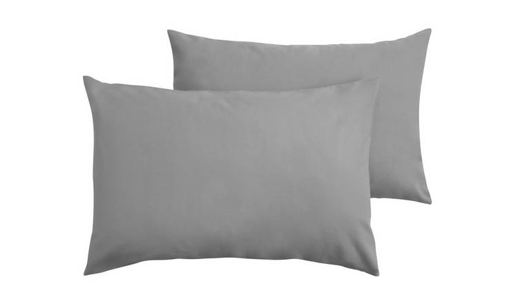 Home Essentials Brushed Cotton Standard Pillowcase Pair-Grey