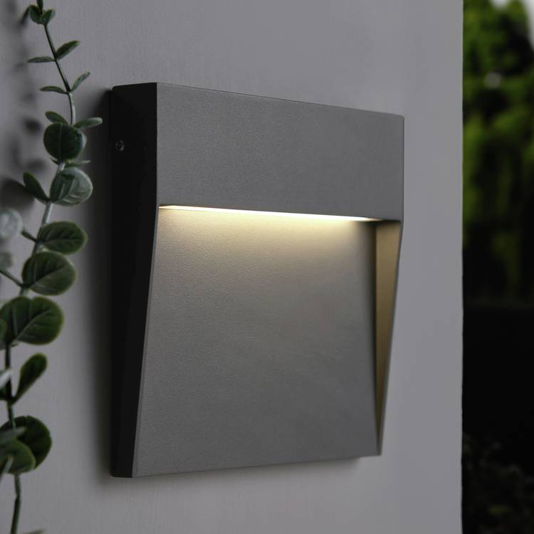 Zink AURA IP54 Anthracite LED Square Outdoor Guide Light 0