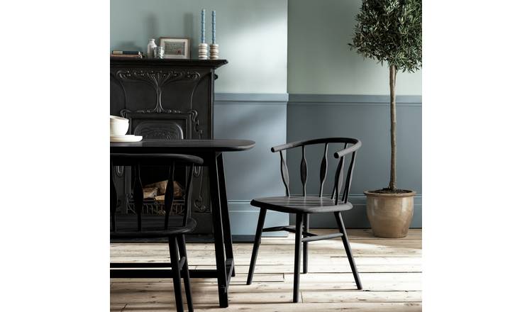 Habitat x Morris & Co. Canterbury Oak Dining Chair- Black