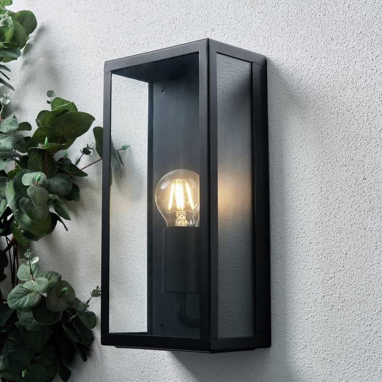 Zink COVE IP44 Outdoor Wall Box Lantern - Black 0