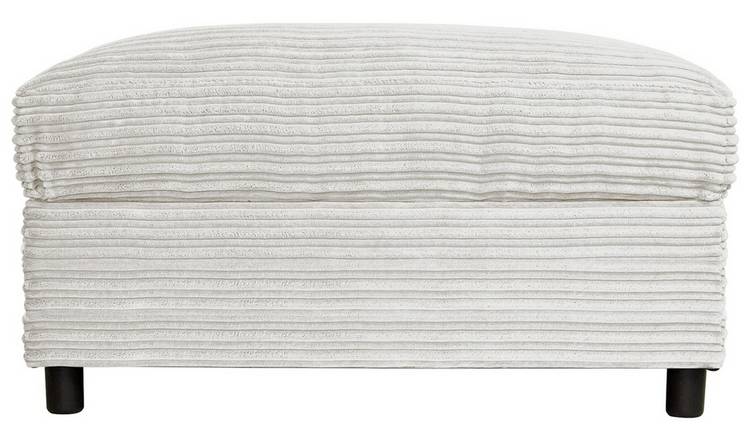 Argos Home Harry Fabric Jumbo Cord Storage Footstool - Stone