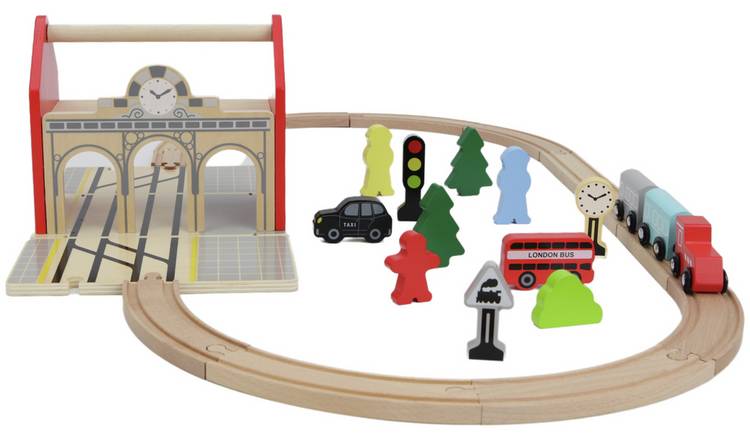 Chad Valley Wooden Carry Train Station Set