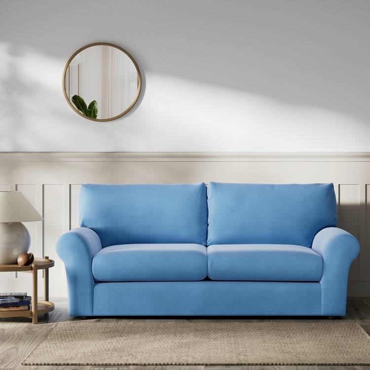 Habitat Molton Velvet 3 Seater Sofa - Sky Blue 0