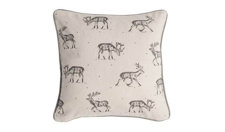 Argos Home Christmas Stag Cushion - Grey - 43x43cm