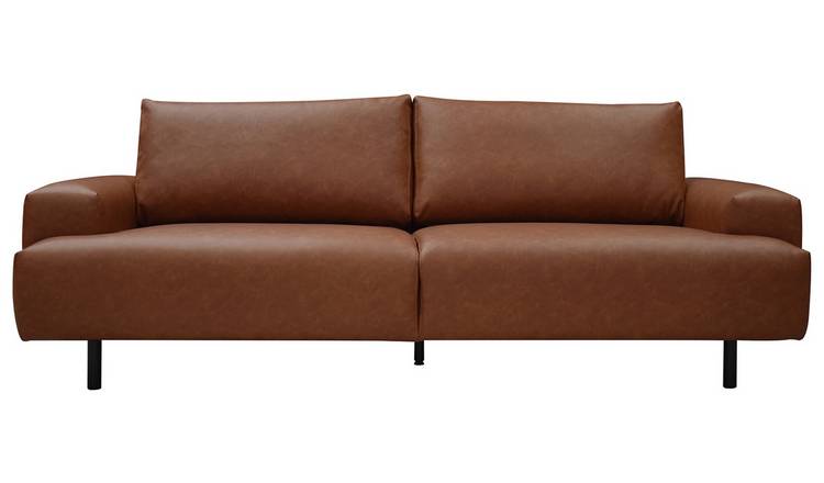 Habitat Julien Faux Leather 3 Seater Sofa - Tan