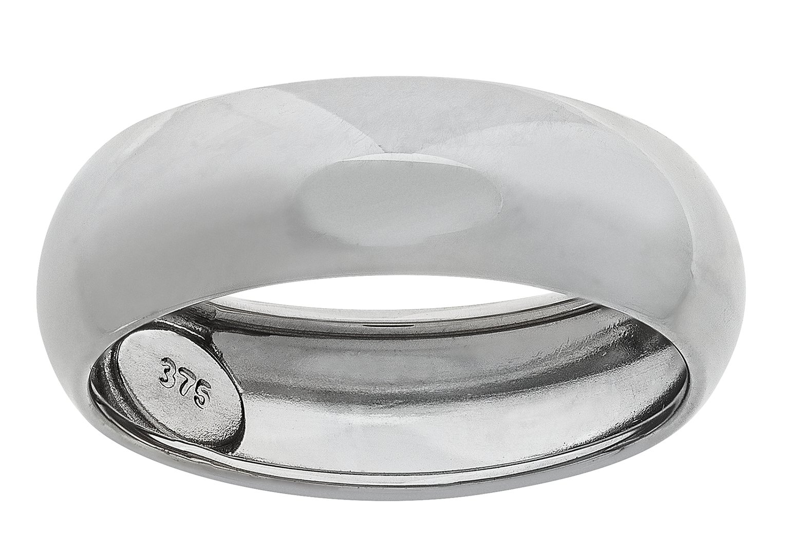 Revere 9ct White Gold D-Shape Wedding Ring - 6mm - N