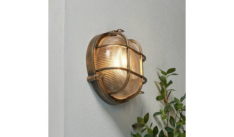 Zink MARL IP44 Gold Outdoor Round Caged Bulkhead