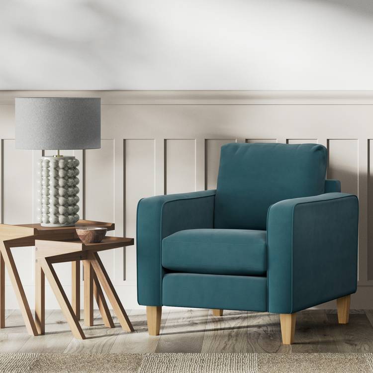 Habitat Flint Fabric Armchair - Teal - Ash Leg 0