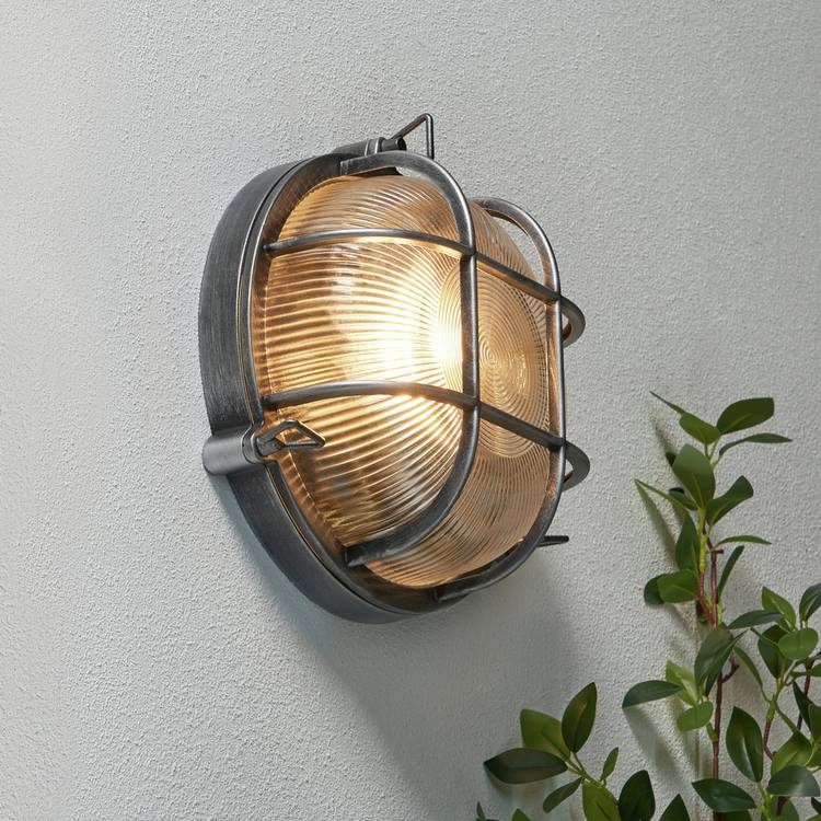 Zink MARL IP44 Silver Outdoor Round Caged Bulkhead 0