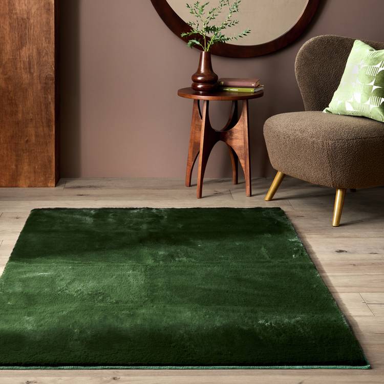 Habitat Cosy Soft Moss Green Short Pile Rug - 170x120cm 0