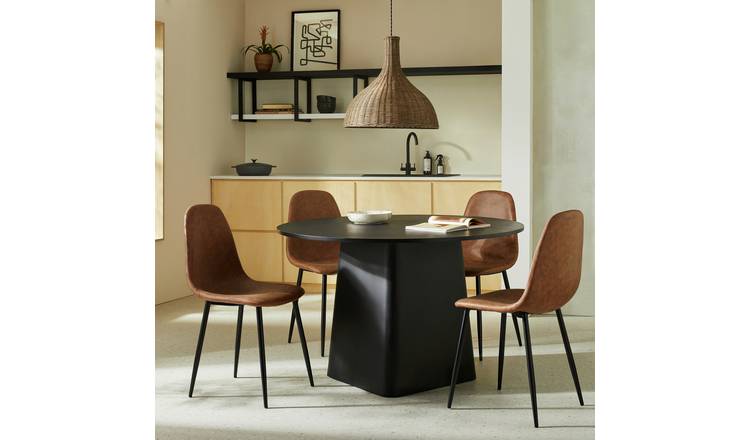 Habitat Arelo Round 4 Seater Dining Table - Black