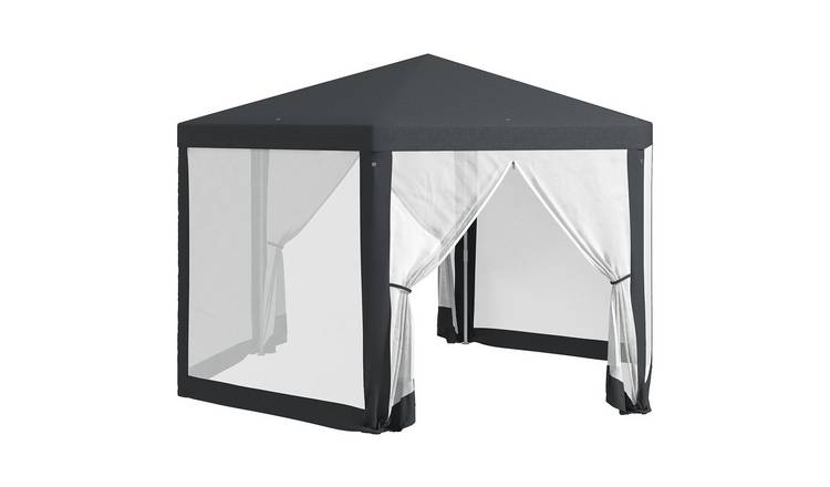 Outsunny Garden Gazebo with Ties Netting Party Tent - Dark Grey