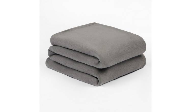 OHS Plain Fleece Blanket Throw 200 x 240cm - Charcoal