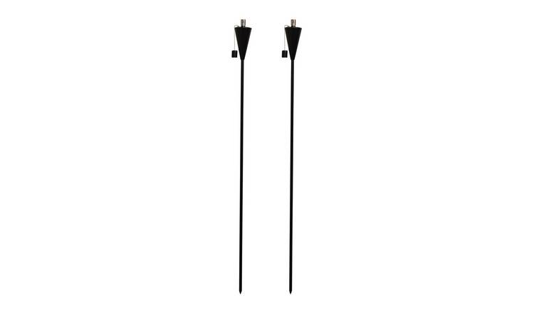 Harbour Housewares Metal Cone Garden Fire Torches - 1.46m - Black - Pack of 2