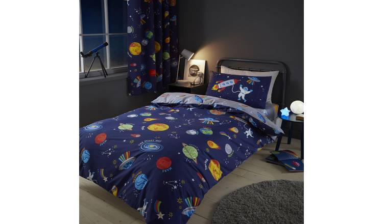Catherine Lansfield Lost In Space Duvet Cover Set - Single - Blue