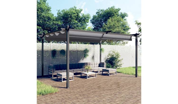 Walplus 4 x 3 m Garden Gazebo with Retractable Roof - Anthracite