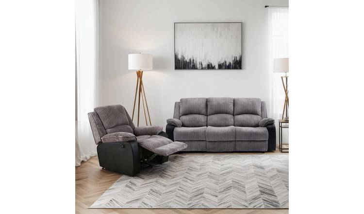 Furniture Online Postana Manual Recliner 1+3 Seater Sofa Set - Grey