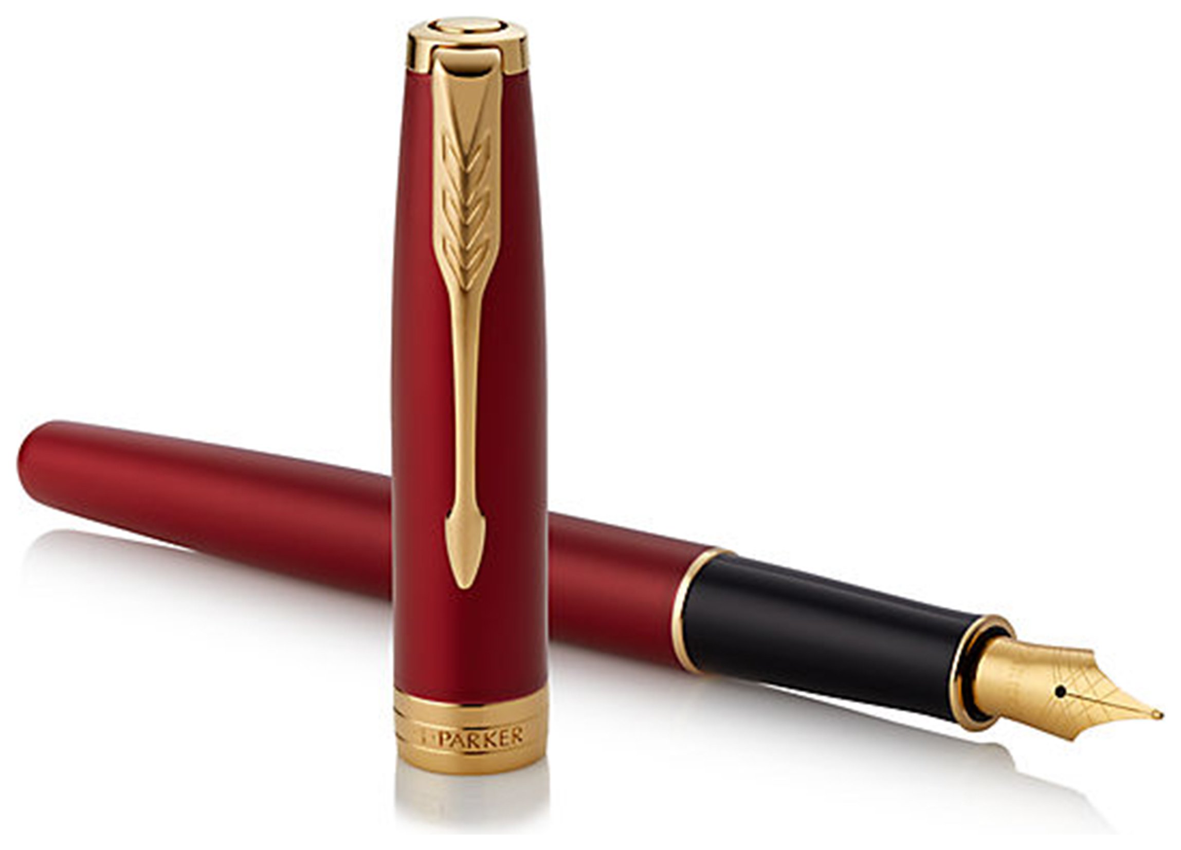 Parker Sonnet Red Gold Trim Fountain Pen in Giftbox