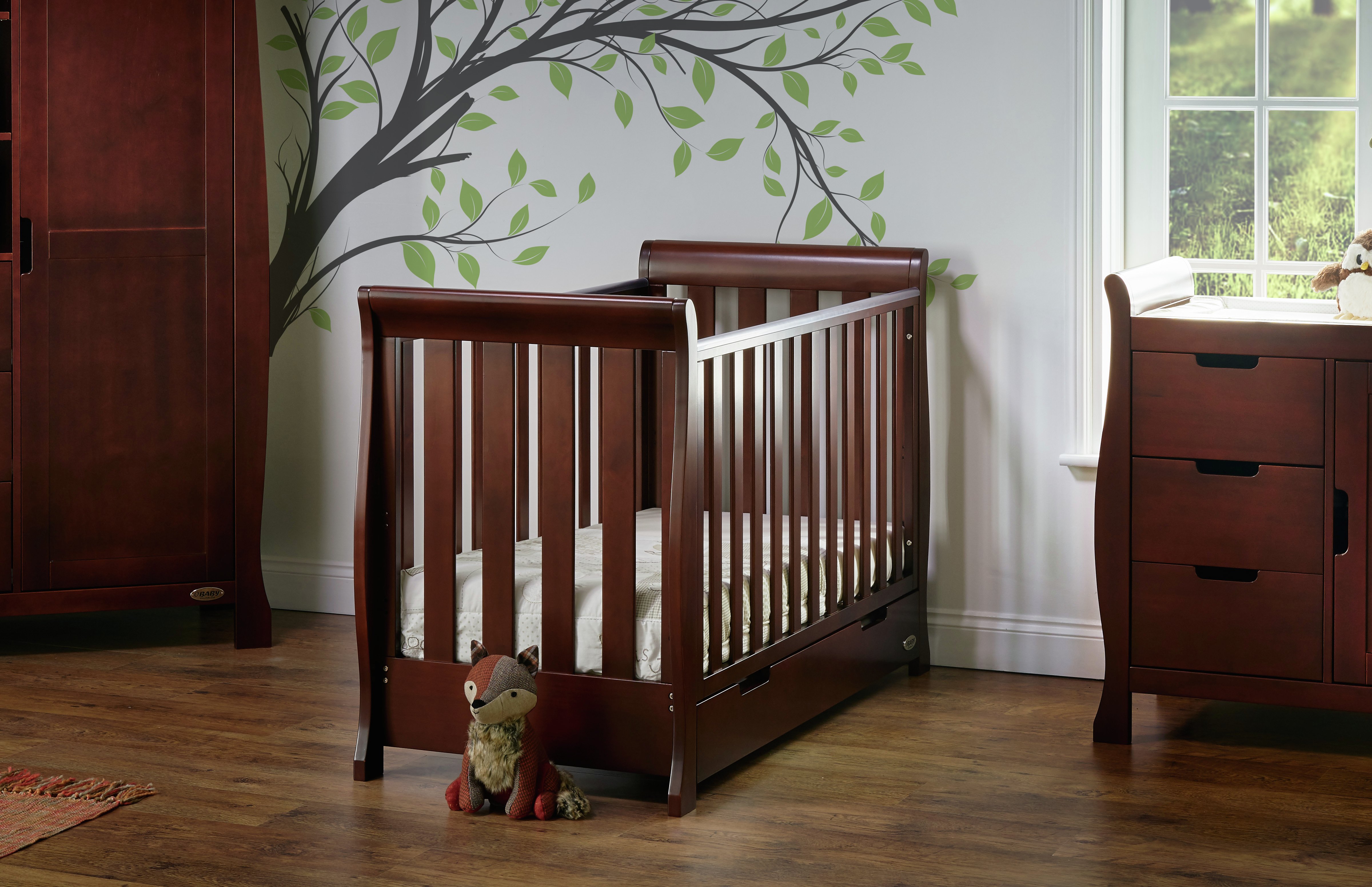 Obaby Stamford Mini Sleigh Cot Bed - Walnut