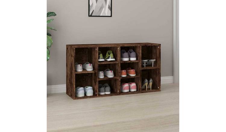 Walplus Engineered Wood Shoe Bench - Smoked Oak - 103 x 30 x 55 cm