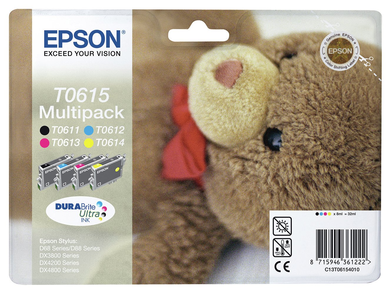 Epson T0615 Teddy Ink Cartridges - Pack of 4