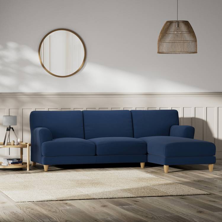 Habitat Askem Fabric Right Hand Corner Sofa - Navy - Ash Leg 0