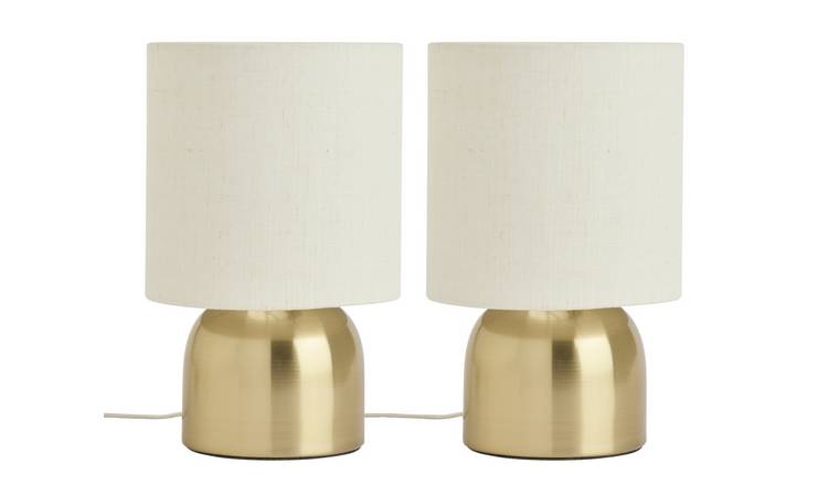 Argos Home Pair of Touch Table Lamps - Natural and Brass