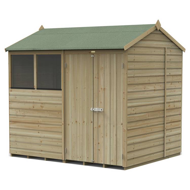 Forest Beckwood Shiplap 2 Windows Reverse Apex Shed - 8x6ft 0
