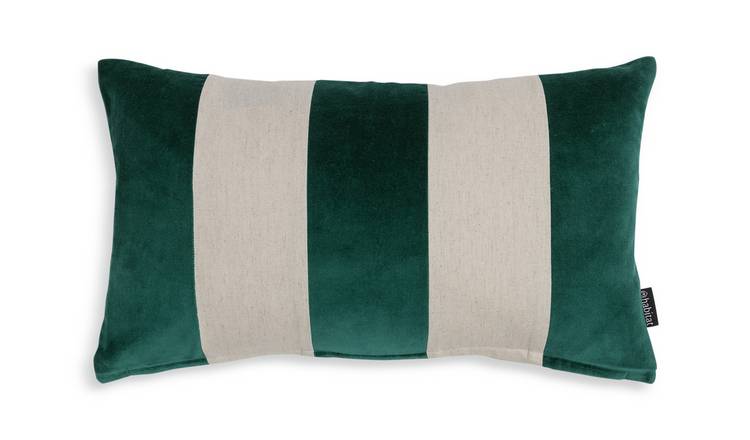 Habitat Cotton Velvet Stripe Cushion - Teal - 50x30cm