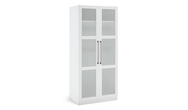 Habitat Hamburg 2 Door Double Glass Wardrobe - White