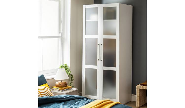 Habitat Hamburg 2 Door Double Glass Wardrobe - White
